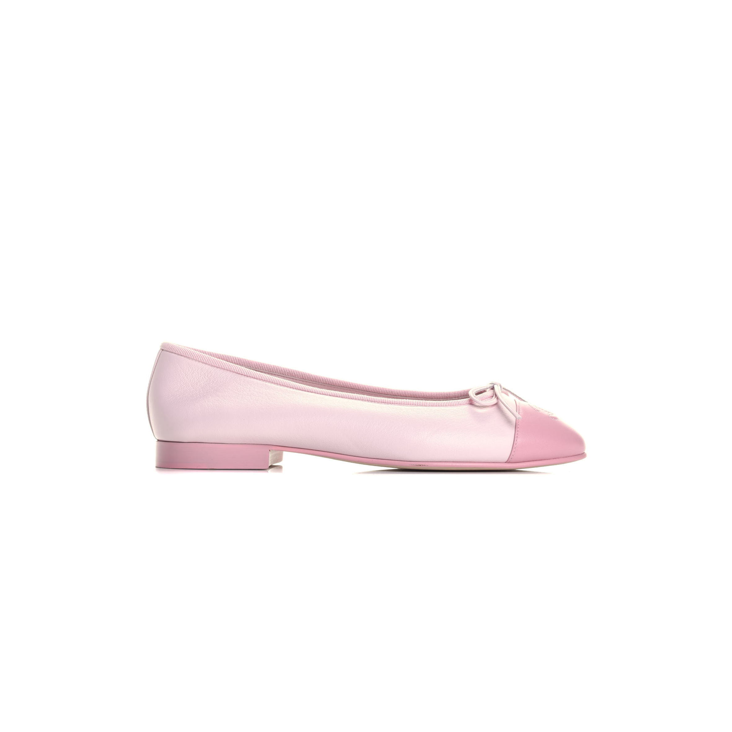 Ch**el lambskin cc cap toe ballerina flats light pink 763271